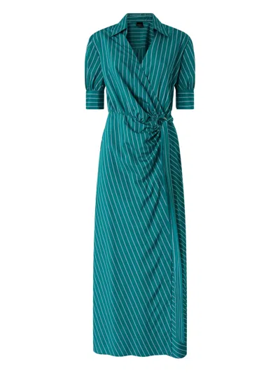 Pinko Striped-pattern Wrap Dress In Green