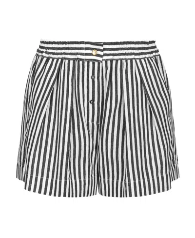 Pinko Striped Pleated Shorts In Black