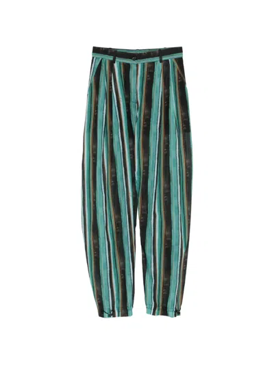 Pinko Striped Pleated Straight Trousers In Black
