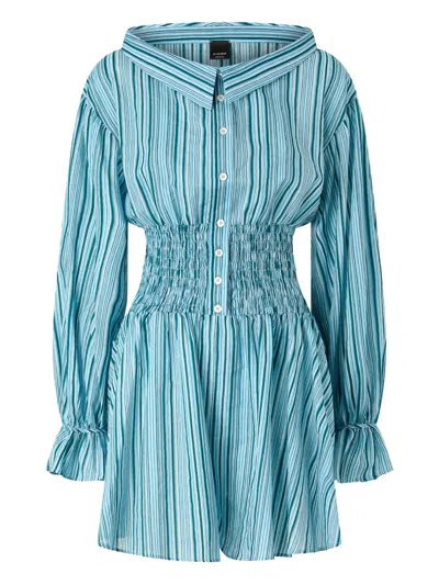 Pinko Striped Shirred Jumpsuit In Blue