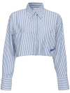 Pinko Striped Short Shirt In Blue