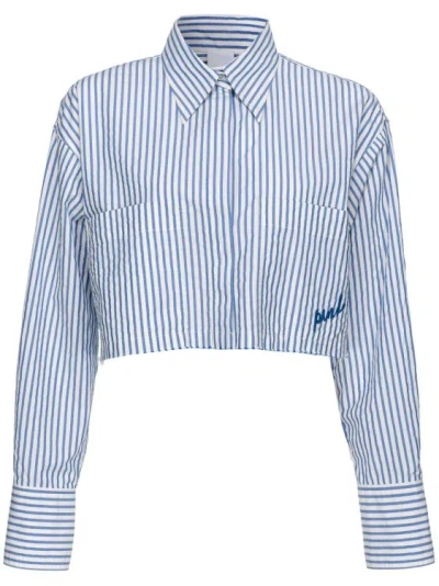 Pinko Striped Short Shirt In Blue