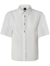 Pinko Multicolored Striped Short Sleeve Button-up Shirt In White
