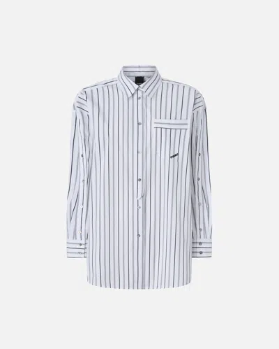 Pinko Striped Shirt With Contrasting Breast Pocket In White