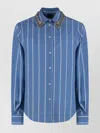 Pinko Striped Shirt With Embroidered Collar And Long Sleeves