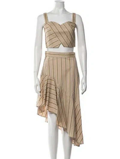 Pre-owned Pinko Striped Skirt Set In Neutrals