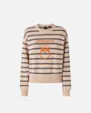 Pinko Striped Sweater With Logo In Nudo/grigio/arancio