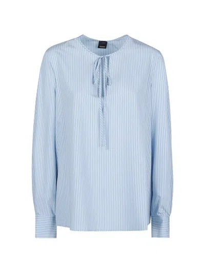 Pinko Striped Tie-fastening Blouse In Blue