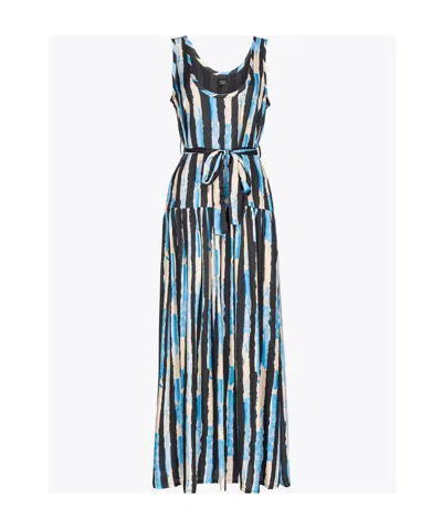 Pinko Striped Tie-waisted Maxi Dress In Multi