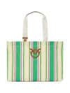 Pinko Maxi Shoulder Bag In Striped Fabric