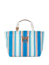 Pinko Medium Shopper Bag In Striped Canvas