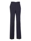 Pinko Straight Chalk-striped Trousers In Wool Blend In Blue