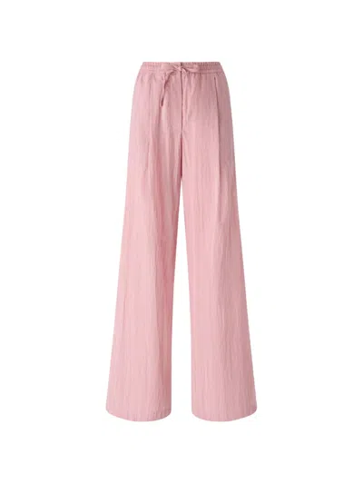 Pinko Striped Trousers With Drawstring Waist In Pink