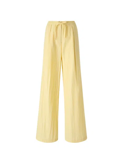 Pinko Striped Trousers With Drawstring Waist In Yellow