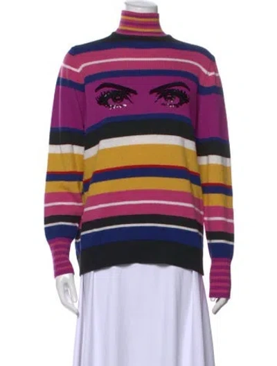 Pre-owned Pinko Striped Turtleneck Sweater In Purple