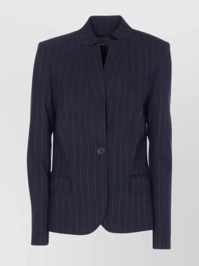 PINKO STRIPED V-NECK JACKET FLAP POCKETS