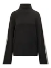 Pinko Stripes-sleeve High-neck Sweater In Black