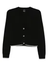 Pinko Cropped Button-down Sweater With Deep V-neckline In Black
