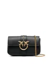 Pinko Structured Bag With Bird Clasp And Detachable Chain Strap In Black