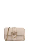 Pinko Structured Beige Leather Shoulder Bag With Decorative Ring In Multi