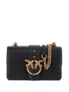Pinko Structured Black Leather Bag With Gold-tone Embellishment In Black