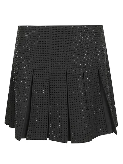 Pinko Structured Black Mini Skirt With Pleated Design