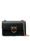 Pinko Structured Black Shoulder Bag With Distinctive Gold-tone Clasp In Black