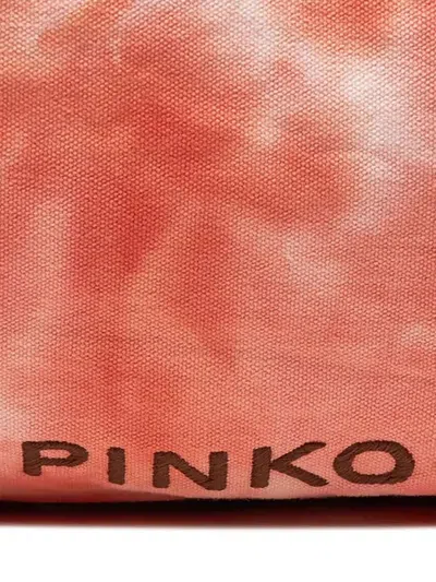 Pinko Structured Cotton Tote Bag In Orange