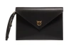 Pinko Structured Envelope Bag With Pointed Flap And Gold Emblem In Black