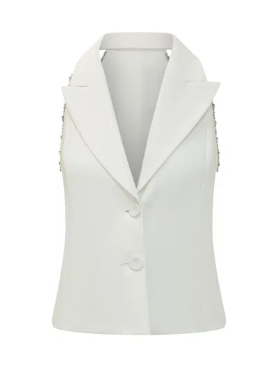 Pinko Structured Gilet With Revers In White