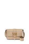 Pinko Structured Leather Handbag With Gold-tone Bird Embellishment