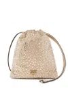 Pinko Crystal-embellished Drawstring Clutch In Gold
