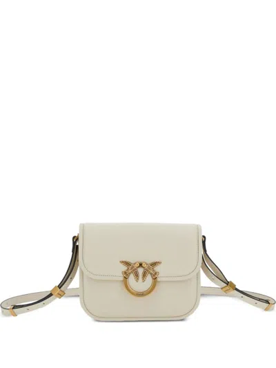Pinko Structured Shoulder Bag With Gold-tone Bird Embellishments In White