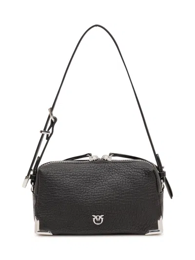 Pinko Structured Three-compartment Shoulder Bag In Nero Limousine