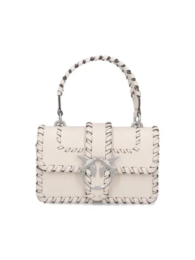 Pinko Structured White Handbag With Minimalist Design In Multi
