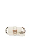 Pinko Structured White Leather Handbag With Distinctive Bird Clasp