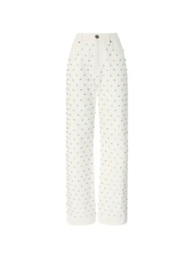 Pinko Stud-embellished Denim Jeans In White