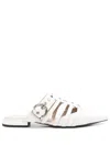 Pinko Pointed-toe Buckle Detailed Slip-on Slides In White