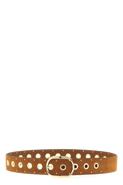 Pinko Studded Cut-out Leather Belt In Multi