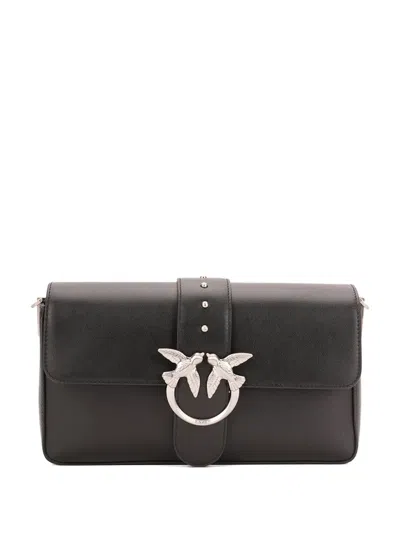Pinko Studded Bird-detail Leather Shoulder Bag In Black