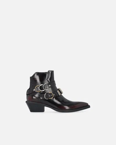 Pinko Stivale Texano Con Borchie In Burgundy