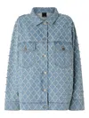 Pinko Studded Diamond-patterned Jacket In Blue