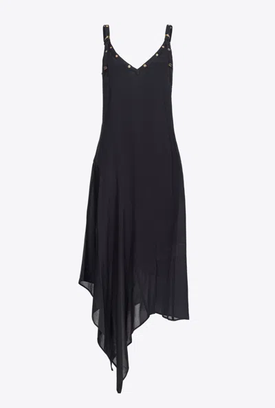 Pinko Studded Dress With Thin Straps In Black