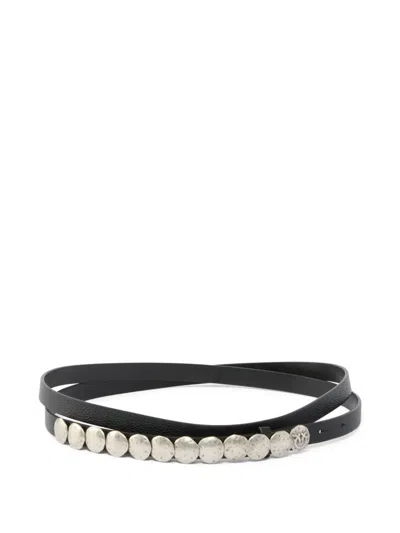 Pinko Studded Lambskin Belt In Black