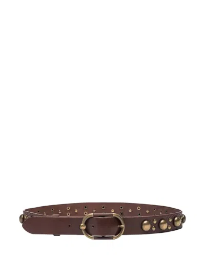 Pinko Studded Leather Belt In Brown