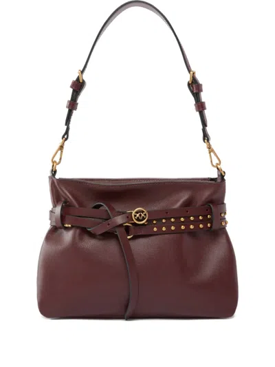 Pinko Studded Shoulder Bag In Burgundy