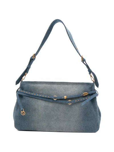Pinko Studded-strap Shoulder Bag In Blue