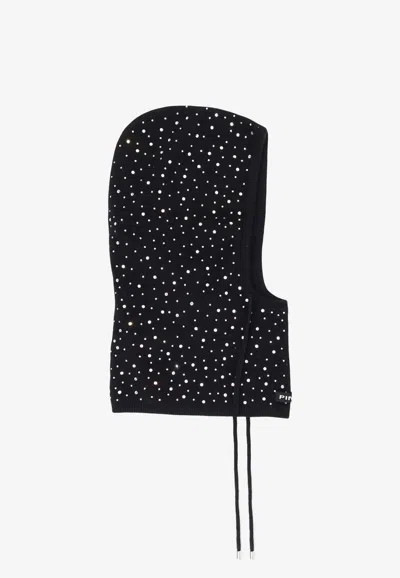 Pinko Studded Wool Balaclava In Brown