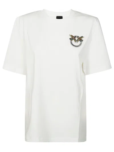 Pinko Stunning Logo-embroidered T-shirt In White