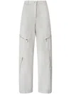 Pinko High-waisted Wide-leg Pants With Zippered Pockets In Gray